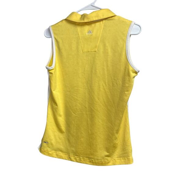 Adidas Clima Cool Yellow White Golf Polo Sleeveless Shirt Small - Picture 9 of 9